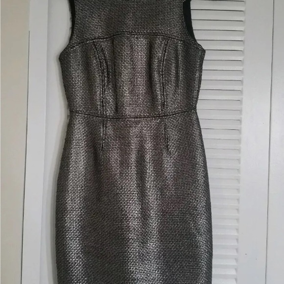 Banana Republic Metallic Tweed Sheath in Silver Gunmetal Gray Shimmer Dress 2P - Picture 6 of 8